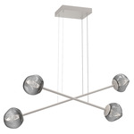 Luna  Moda Linear Chandelier - Beige Silver / Smoke Geo