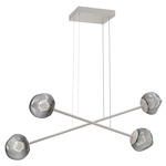 Luna  Moda Linear Chandelier - Beige Silver / Smoke Zircon