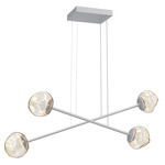 Luna  Moda Linear Chandelier - Classic Silver / Amber Floret