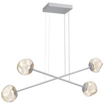 Luna  Moda Linear Chandelier - Classic Silver / Amber Geo