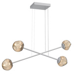 Luna  Moda Linear Chandelier - Classic Silver / Bronze Geo