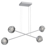 Luna  Moda Linear Chandelier - Classic Silver / Smoke Floret