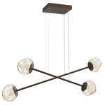 Luna  Moda Linear Chandelier - Flat Bronze / Amber Floret