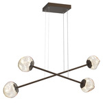 Luna  Moda Linear Chandelier - Flat Bronze / Amber Geo