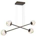 Luna  Moda Linear Chandelier - Flat Bronze / Amber Zircon