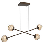 Luna  Moda Linear Chandelier - Flat Bronze / Bronze Floret