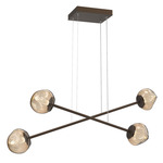 Luna  Moda Linear Chandelier - Flat Bronze / Bronze Geo