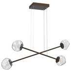 Luna  Moda Linear Chandelier - Flat Bronze / Clear Floret