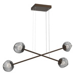 Luna  Moda Linear Chandelier - Flat Bronze / Smoke Floret