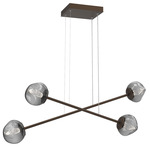 Luna  Moda Linear Chandelier - Flat Bronze / Smoke Geo