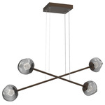 Luna  Moda Linear Chandelier - Flat Bronze / Smoke Zircon