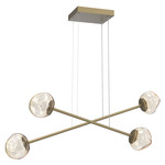 Luna  Moda Linear Chandelier - Gilded Brass / Amber Floret