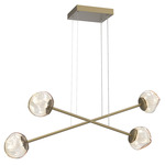 Luna  Moda Linear Chandelier - Gilded Brass / Amber Geo