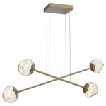 Luna  Moda Linear Chandelier - Gilded Brass / Amber Zircon