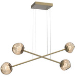 Luna  Moda Linear Chandelier - Gilded Brass / Bronze Floret