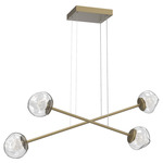 Luna  Moda Linear Chandelier - Gilded Brass / Clear Floret