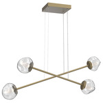 Luna  Moda Linear Chandelier - Gilded Brass / Clear Geo