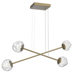 Luna  Moda Linear Chandelier - Gilded Brass / Clear Zircon