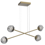 Luna  Moda Linear Chandelier - Gilded Brass / Smoke Floret