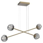 Luna  Moda Linear Chandelier - Gilded Brass / Smoke Geo