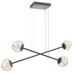 Luna  Moda Linear Chandelier - Graphite / Amber Floret