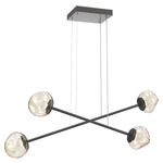 Luna  Moda Linear Chandelier - Graphite / Amber Geo