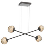 Luna  Moda Linear Chandelier - Graphite / Bronze Floret