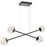 Luna  Moda Linear Chandelier - Matte Black / Amber Floret