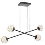 Luna  Moda Linear Chandelier - Matte Black / Amber Geo