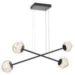 Luna  Moda Linear Chandelier - Matte Black / Amber Zircon