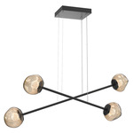 Luna  Moda Linear Chandelier - Matte Black / Bronze Floret