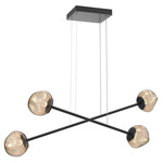 Luna  Moda Linear Chandelier - Matte Black / Bronze Geo