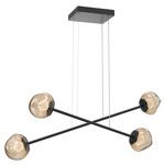 Luna  Moda Linear Chandelier - Matte Black / Bronze Zircon