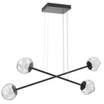 Luna  Moda Linear Chandelier - Matte Black / Clear Floret