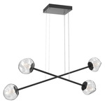 Luna  Moda Linear Chandelier - Matte Black / Clear Geo