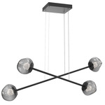 Luna  Moda Linear Chandelier - Matte Black / Smoke Floret