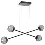 Luna  Moda Linear Chandelier - Matte Black / Smoke Geo