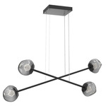 Luna  Moda Linear Chandelier - Matte Black / Smoke Zircon