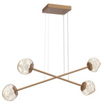 Luna  Moda Linear Chandelier - Novel Brass / Amber Floret