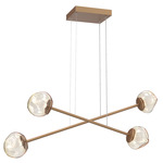 Luna  Moda Linear Chandelier - Novel Brass / Amber Geo