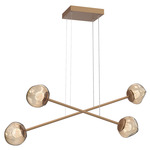 Luna  Moda Linear Chandelier - Novel Brass / Bronze Floret