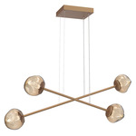 Luna  Moda Linear Chandelier - Novel Brass / Bronze Geo