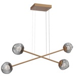 Luna  Moda Linear Chandelier - Novel Brass / Smoke Floret