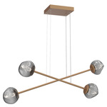 Luna  Moda Linear Chandelier - Novel Brass / Smoke Geo