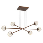 Luna  Moda Linear Chandelier - Burnished Bronze / Amber Floret