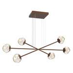 Luna  Moda Linear Chandelier - Burnished Bronze / Amber Geo