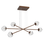 Luna  Moda Linear Chandelier - Burnished Bronze / Clear Floret