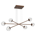 Luna  Moda Linear Chandelier - Burnished Bronze / Clear Geo