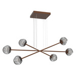 Luna  Moda Linear Chandelier - Burnished Bronze / Smoke Floret