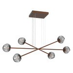 Luna  Moda Linear Chandelier - Burnished Bronze / Smoke Geo